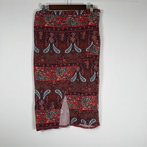 Ultra Teeze Fitted Paisley Skirt Multi Color‎ Stretchy Size Large